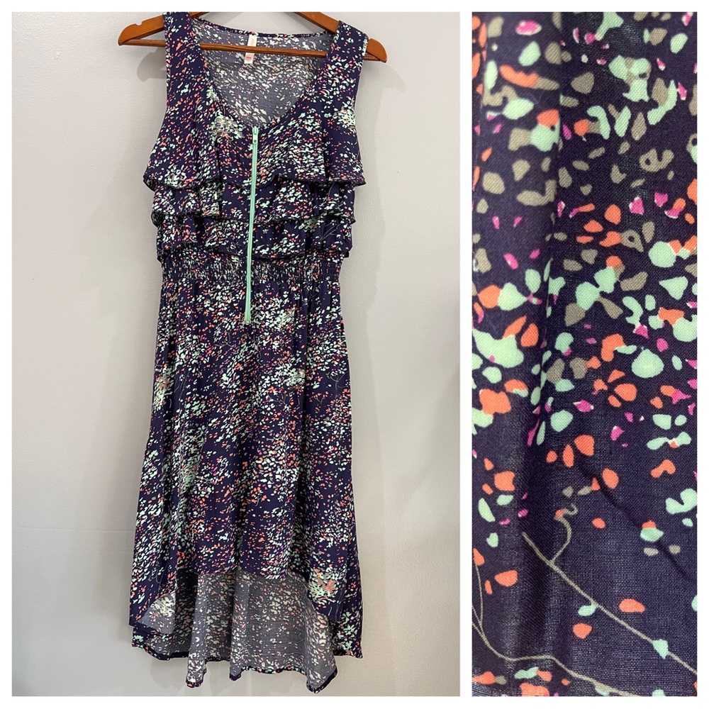 Xhilaration Multi Colored Sleeveless Dress Size M Asymmetrical Hem Rayon NWOT